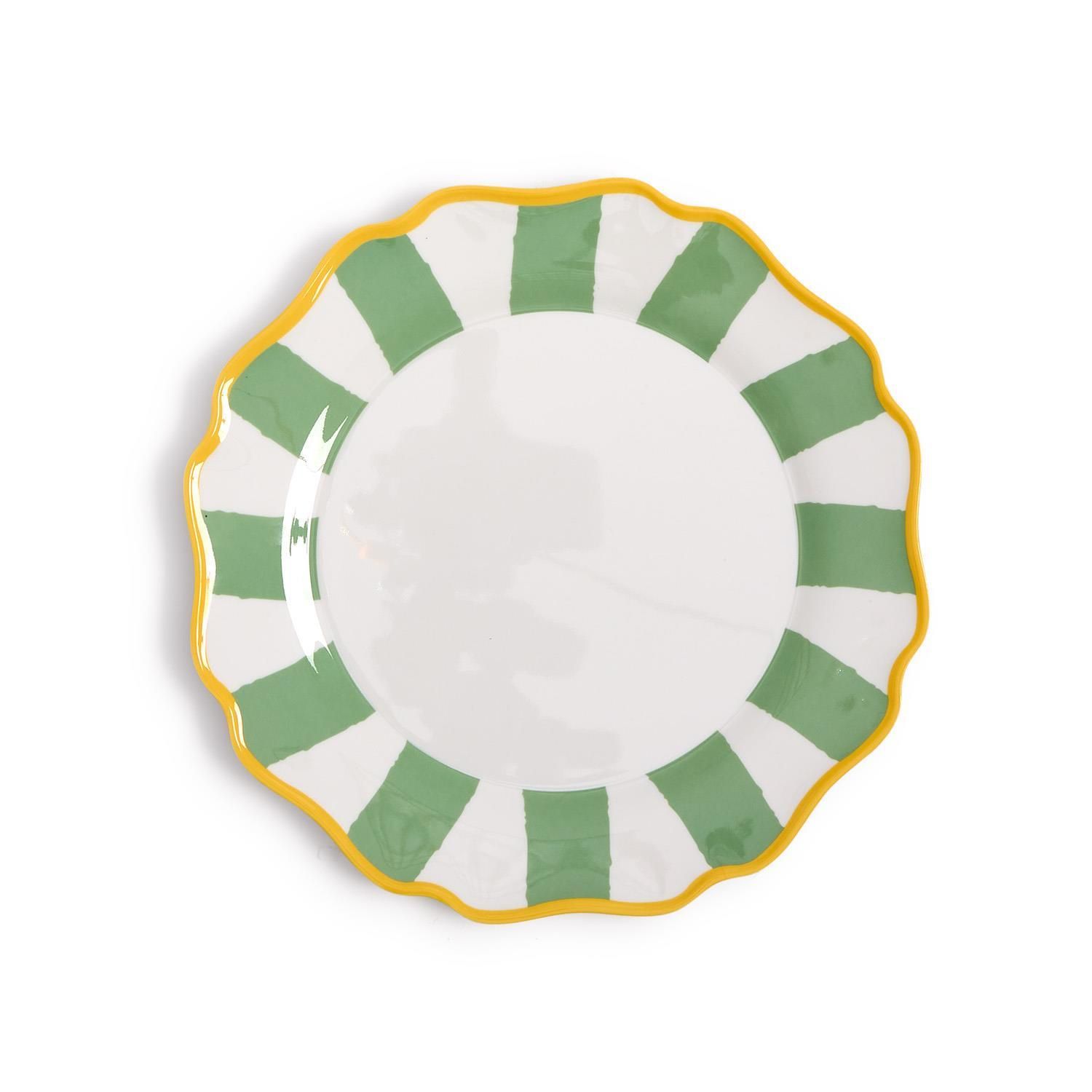 Green Striped Dinner Plate