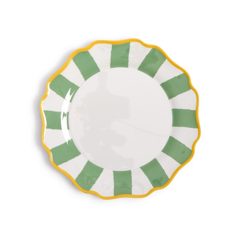 Green Striped Dinner Plate