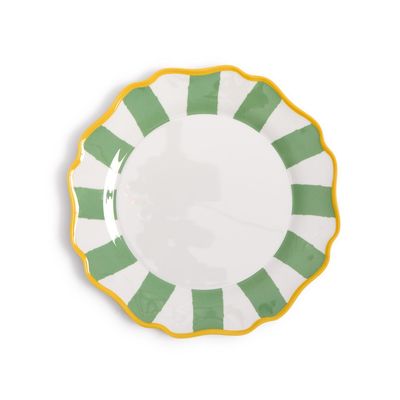 Green Striped Dinner Plate