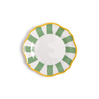 Green Striped Dessert Plate