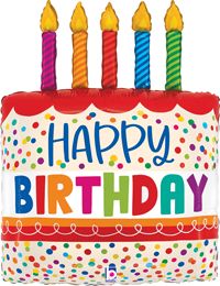 30" Birthday Cake Bright Candles Balloon