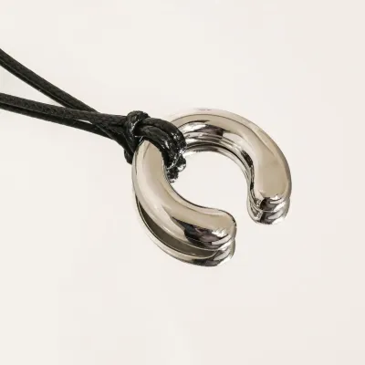 Valeska Horseshoe Sweater Necklace (18K Gold) - Silver