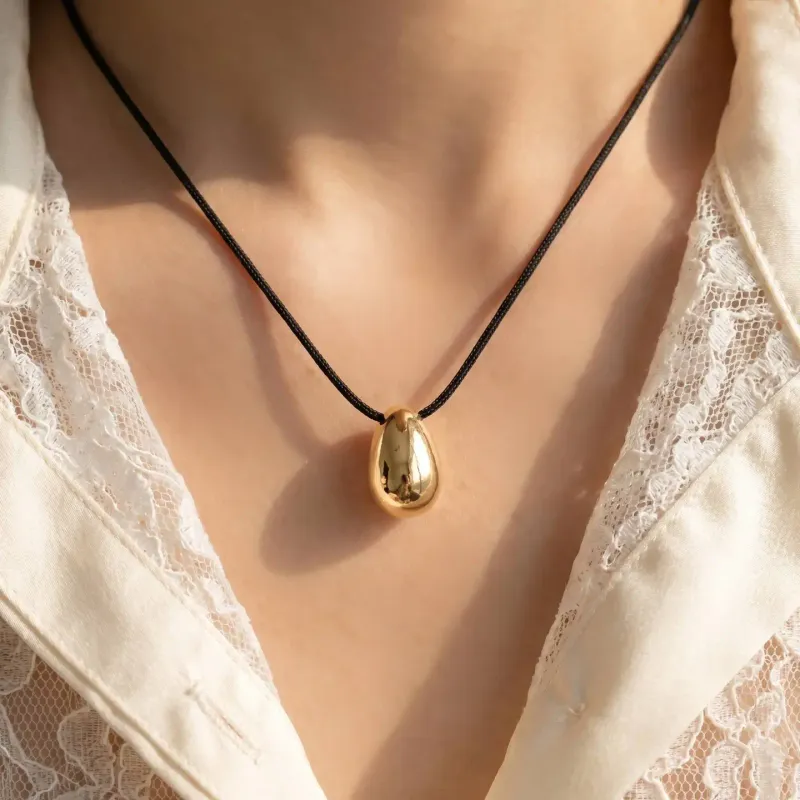 Teardrop Pendant Cord Necklace