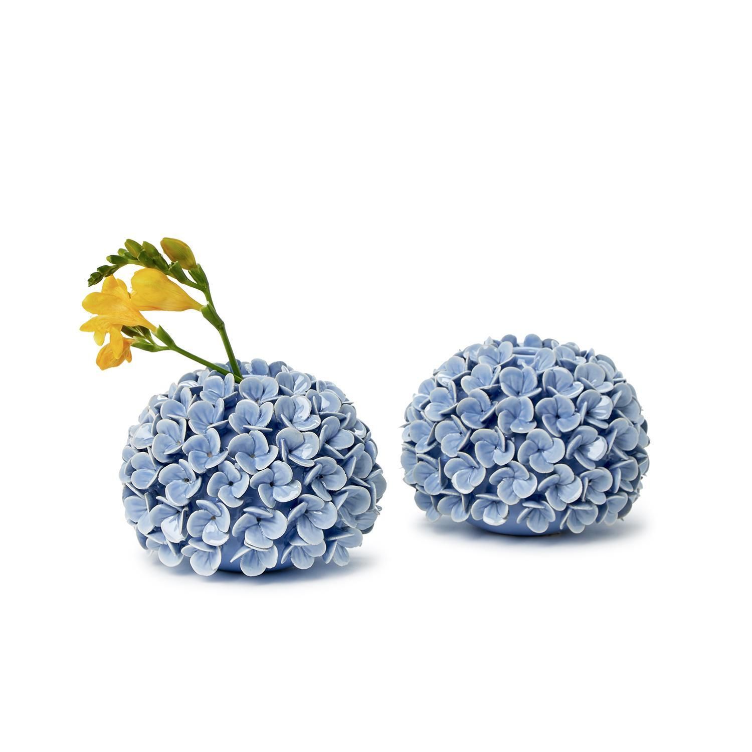 Blue Hydrangea Flower Bud Vase/Taper Candle Holder