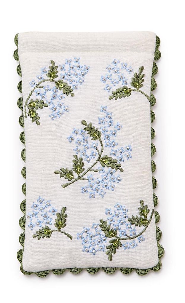 Hydrangea Embellished Eyeglass Holder, Color: - White