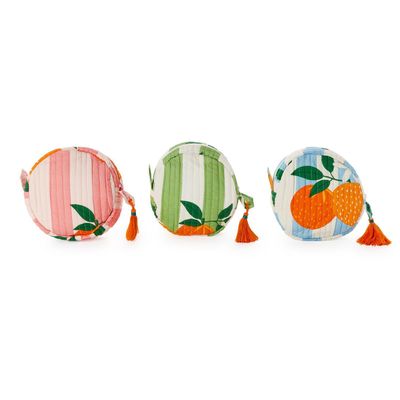 Orange Grove Round Zip Pouch -
