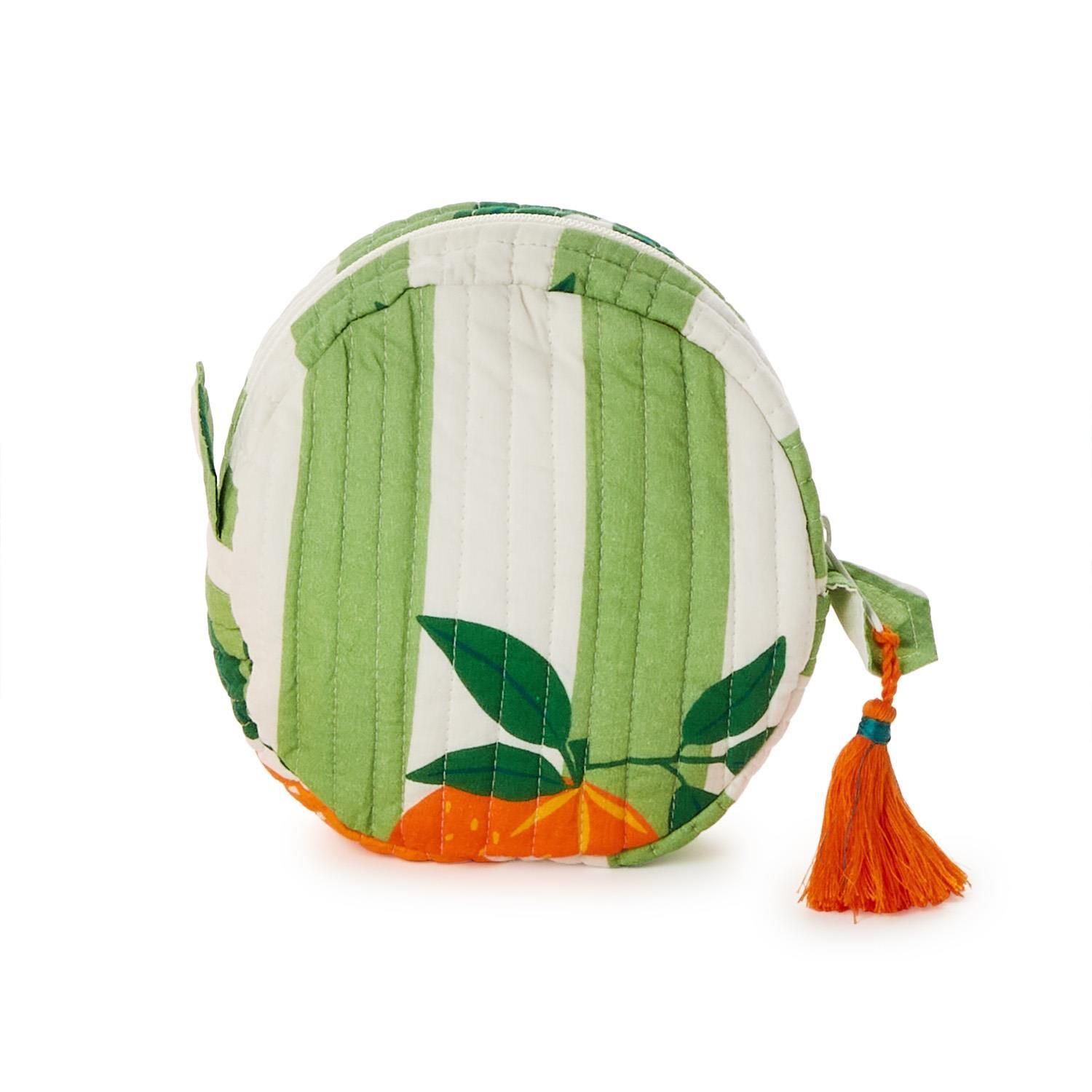 Orange Grove Round Zip Pouch -, Color: Green