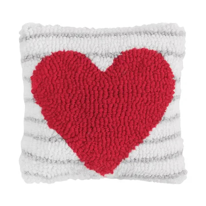 Valentine's Day Heart Stripe Mini Throw Pillow