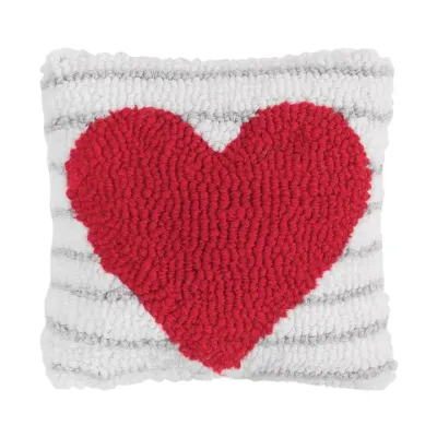 Valentine's Day Heart Stripe Mini Throw Pillow