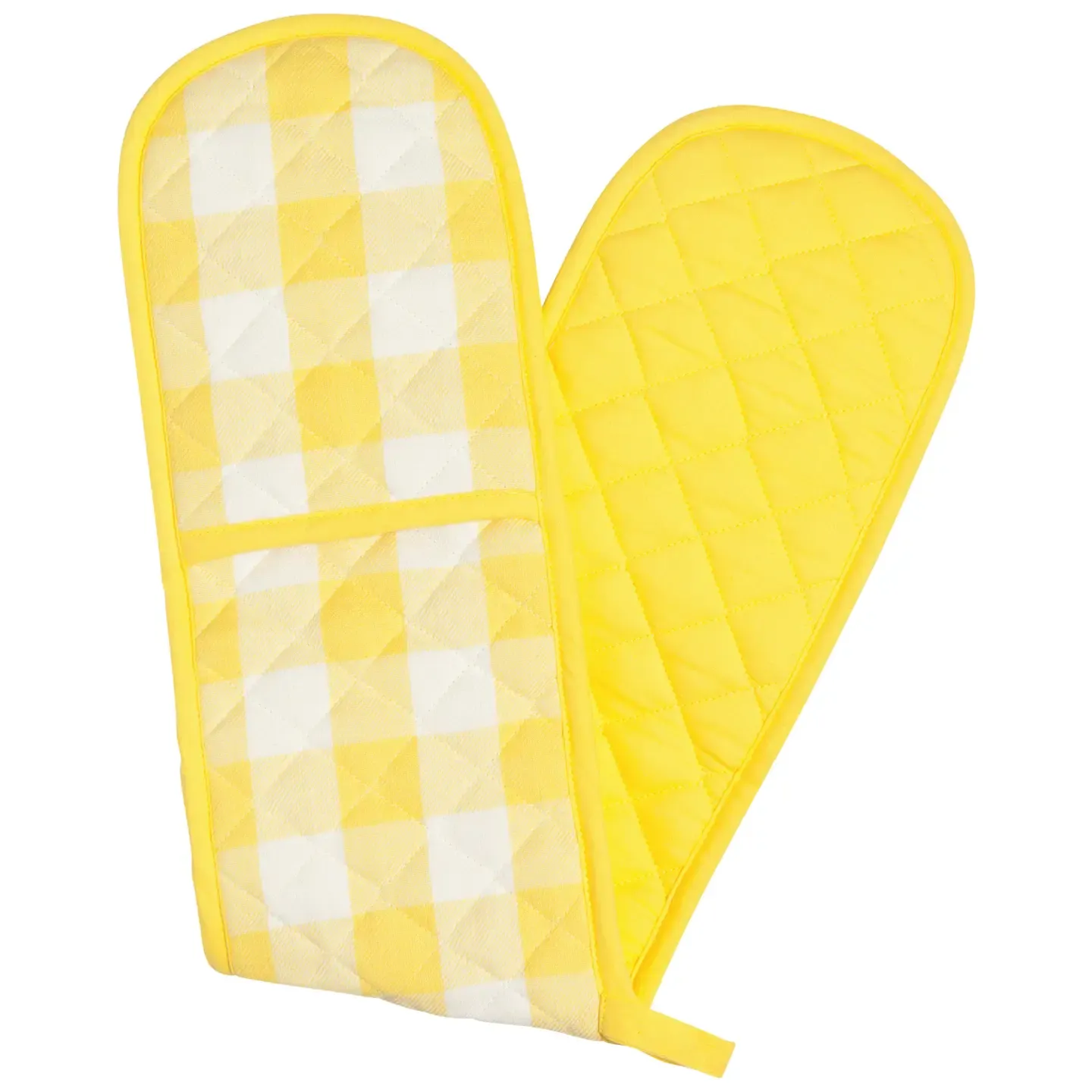 Lemon Yellow Check Double Oven Mitt