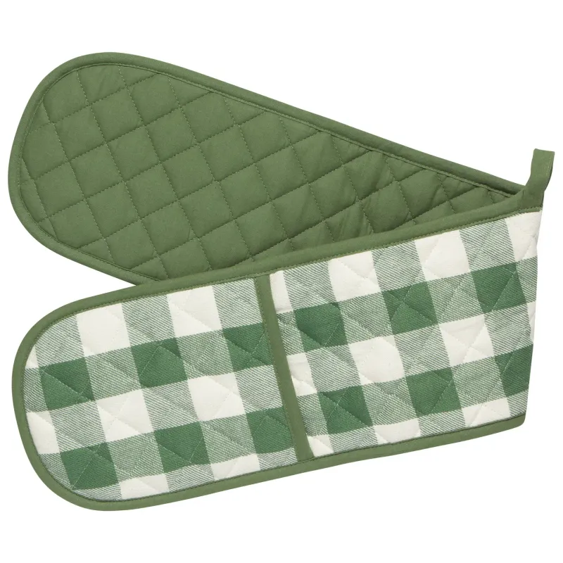 Elm Green Check Double Oven Mitt