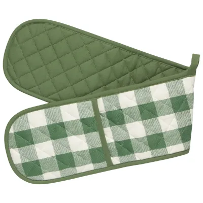 Elm Green Check Double Oven Mitt