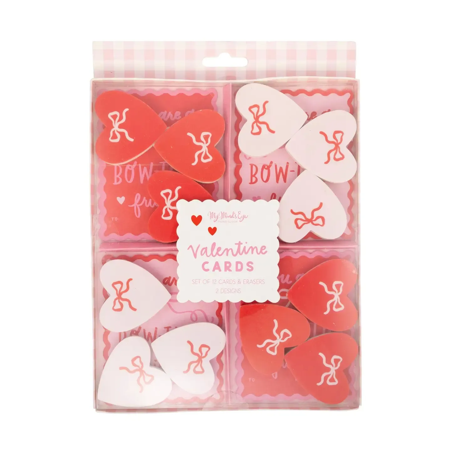 Bows Valentine's Cards and Eraser Set (12 Each)
