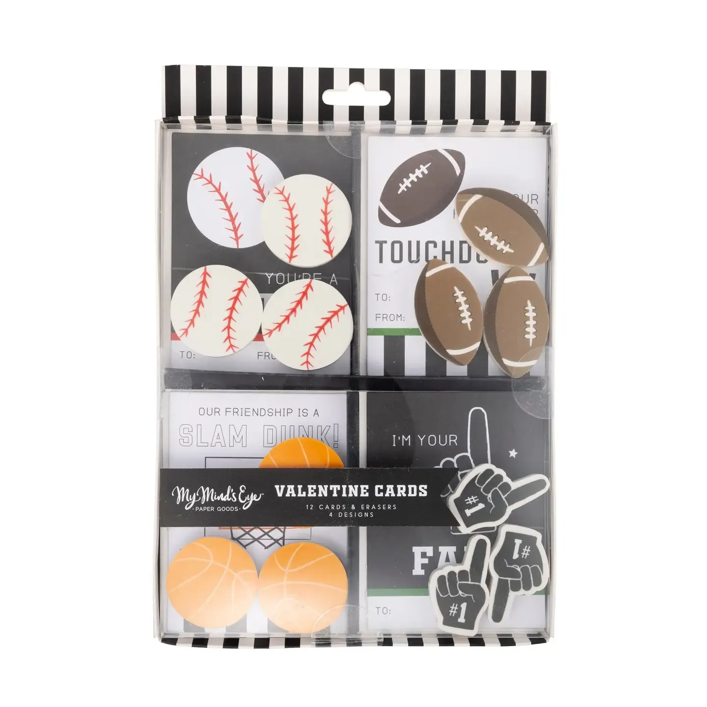 Sports Valentine's Cards and Eraser Set (12 Each)