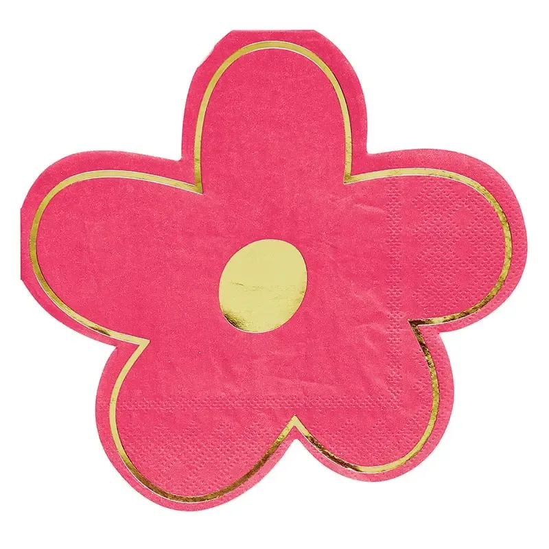 Pink Flower Die-Cut Cocktail Napkins