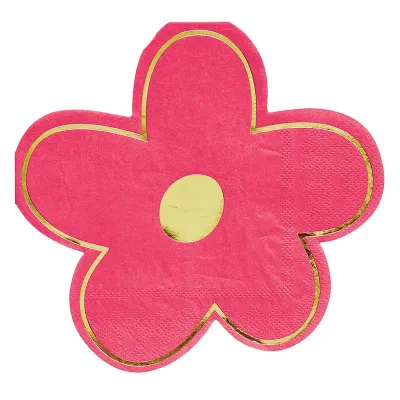Pink Flower Die-Cut Cocktail Napkins