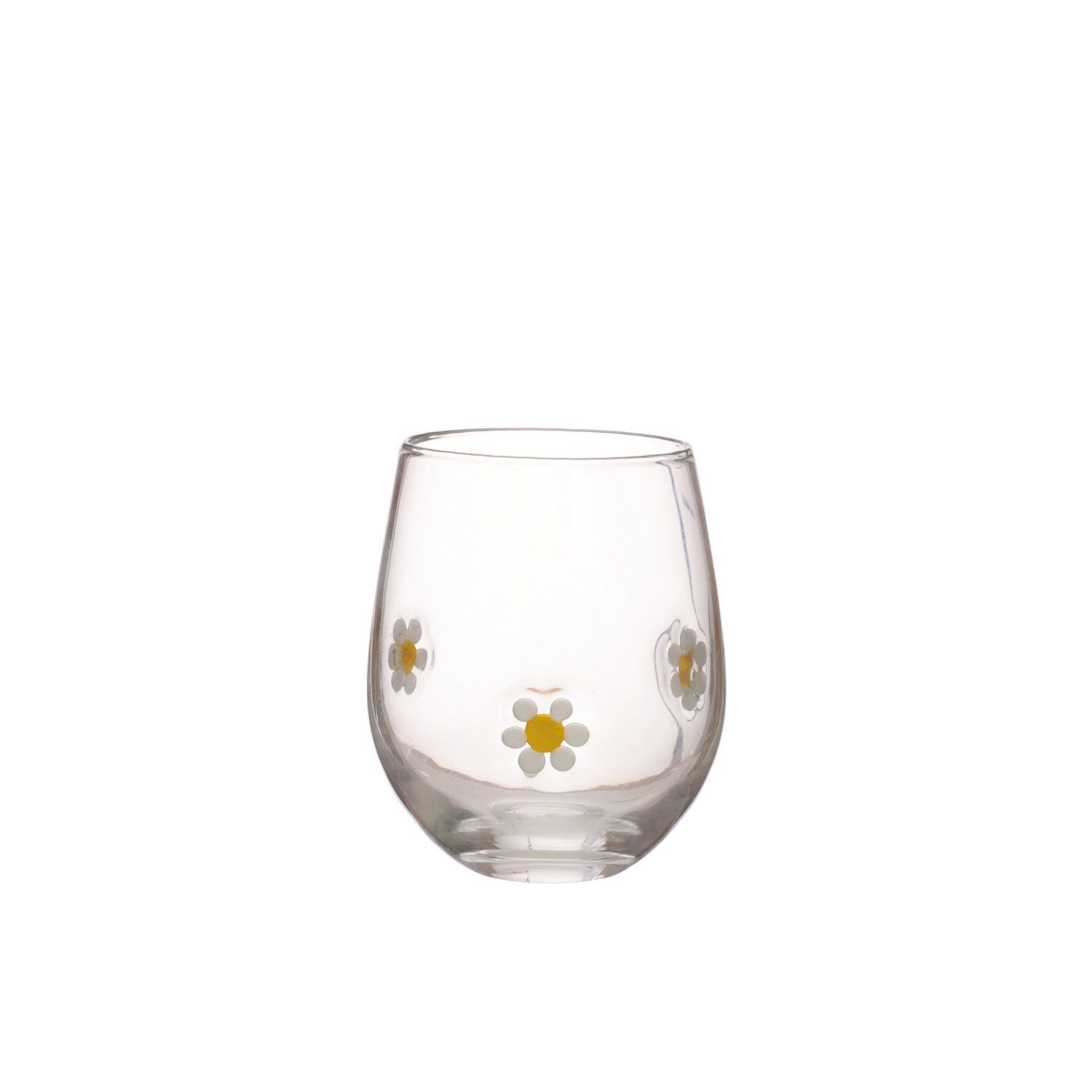 16 oz. Drinking Glass with Embedded Daisies