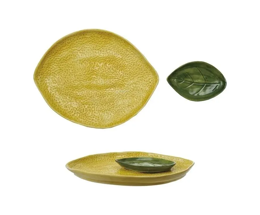 Lemon Shaped Platter w/ Leaf Shaped Dish