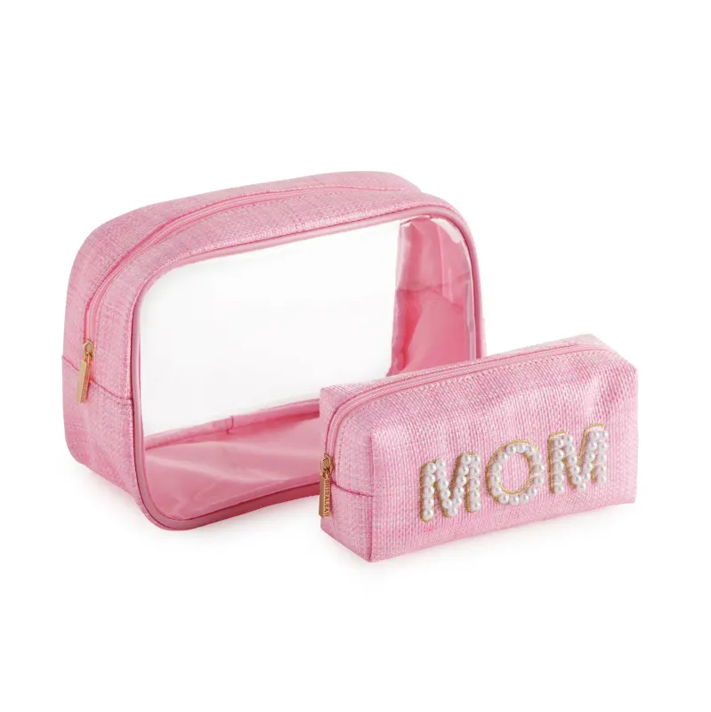 "Mom" Pink Cosmetic Cases (S/2)