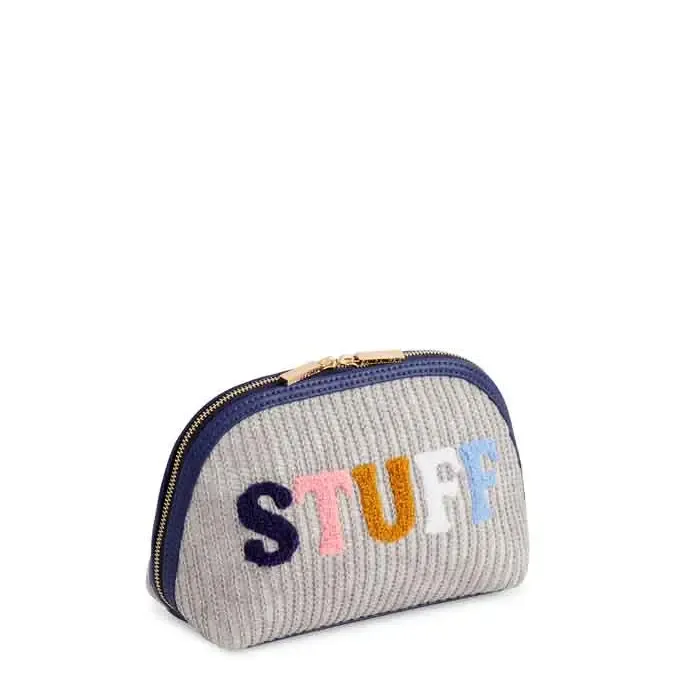 "Stuff" Knit Zip Pouch - Grey