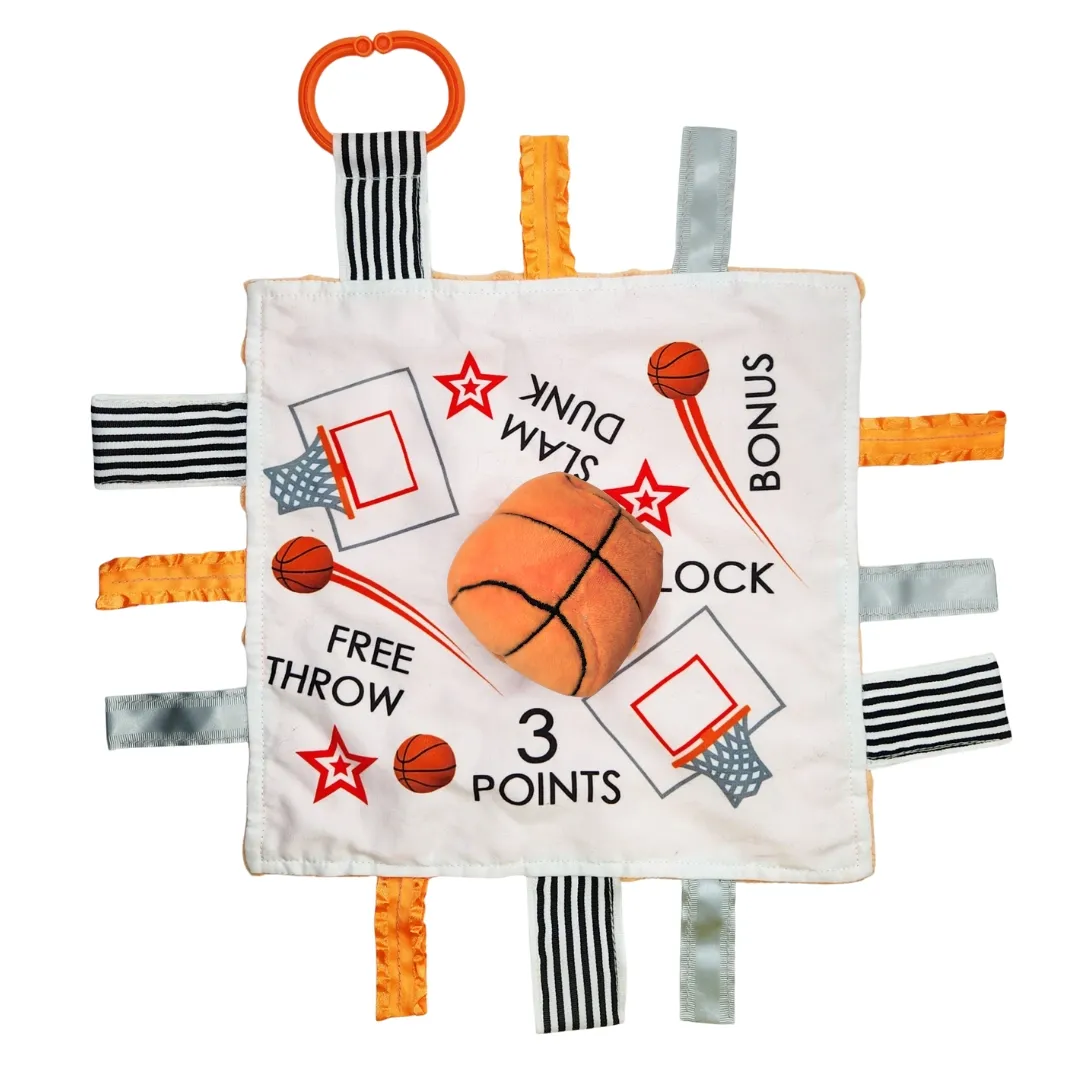 Basketball Baby Learning Lovey Tag Toy 10" X 10"