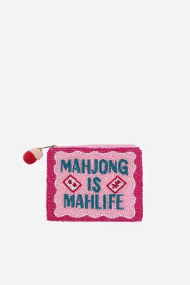 Mahjong Is Mahlife Beaded Coin Pouch