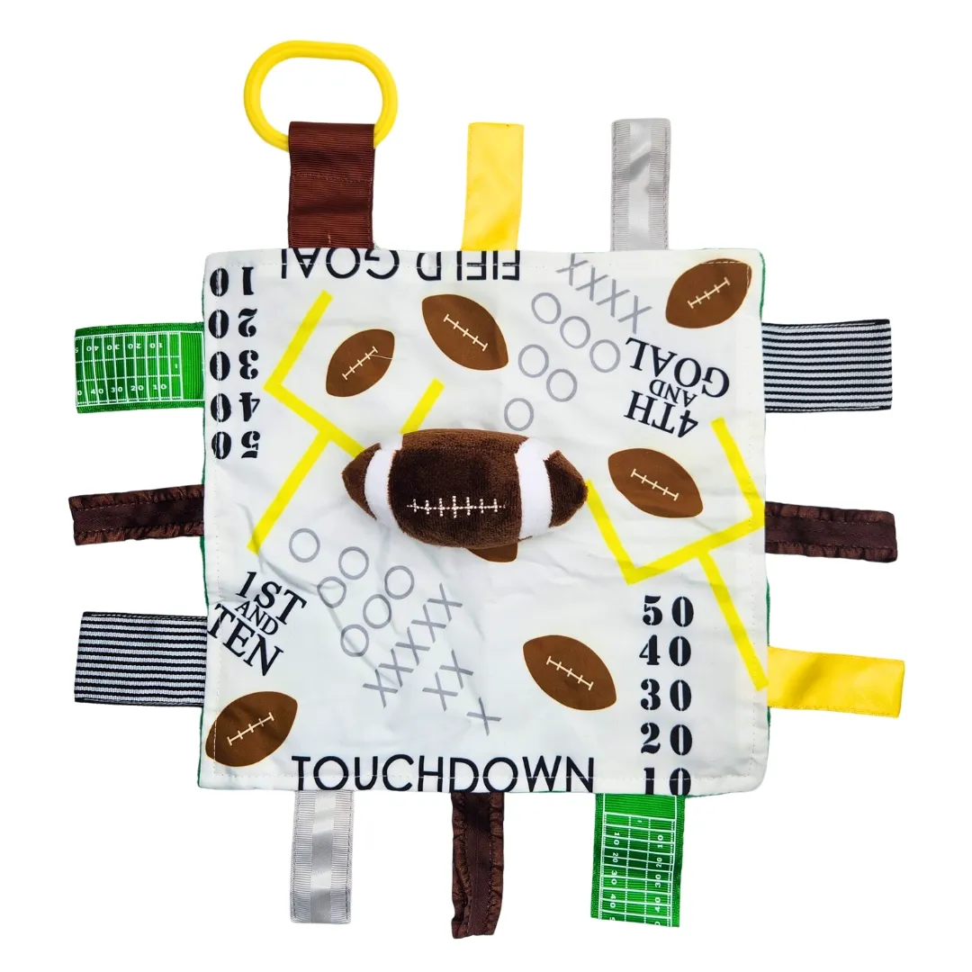 Football Baby Learning Lovey Tag Toy 10" X 10"