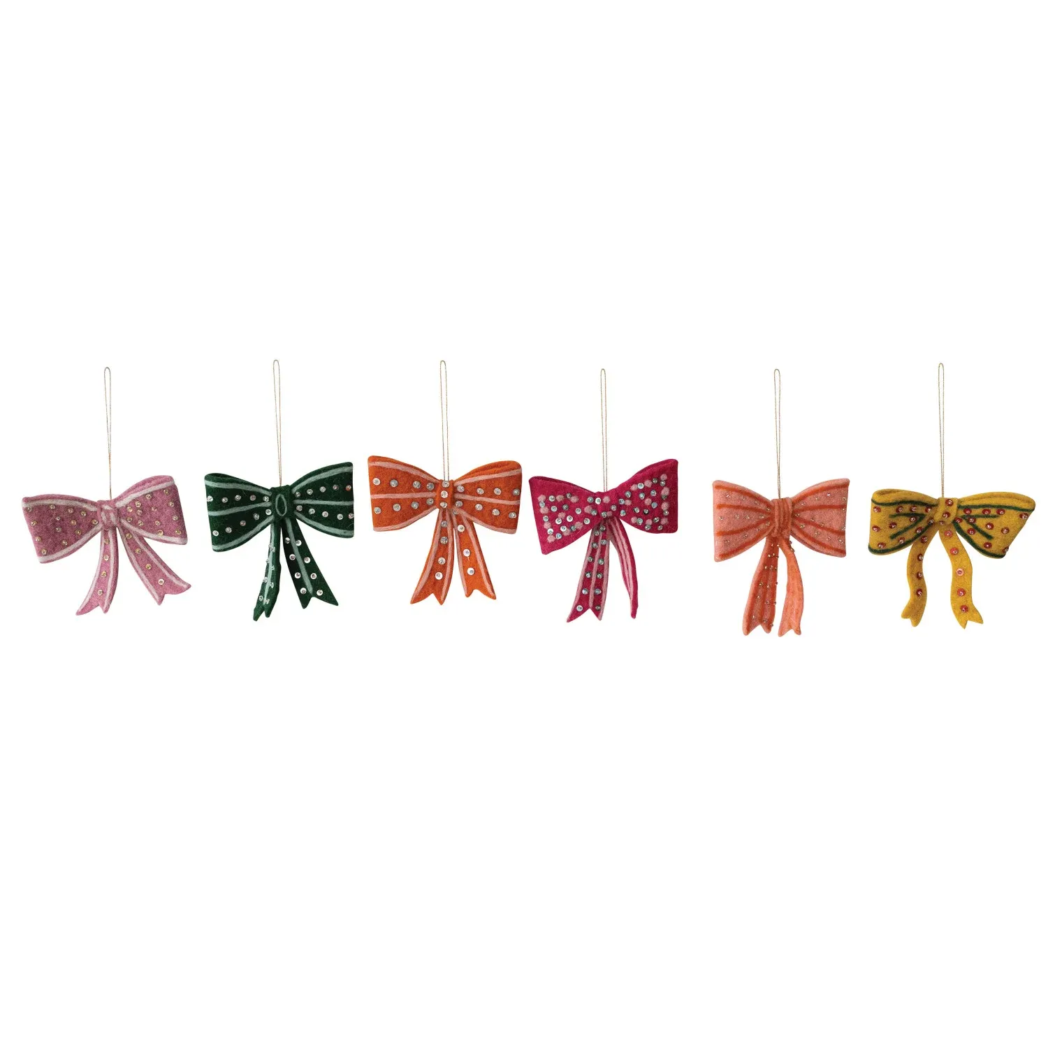 Green Wool Felt Bow Ornament