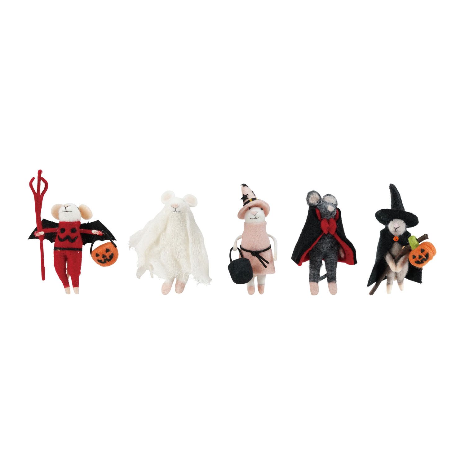 Handmade Wool Felt Mouse in, Style: Devil Bat Costume