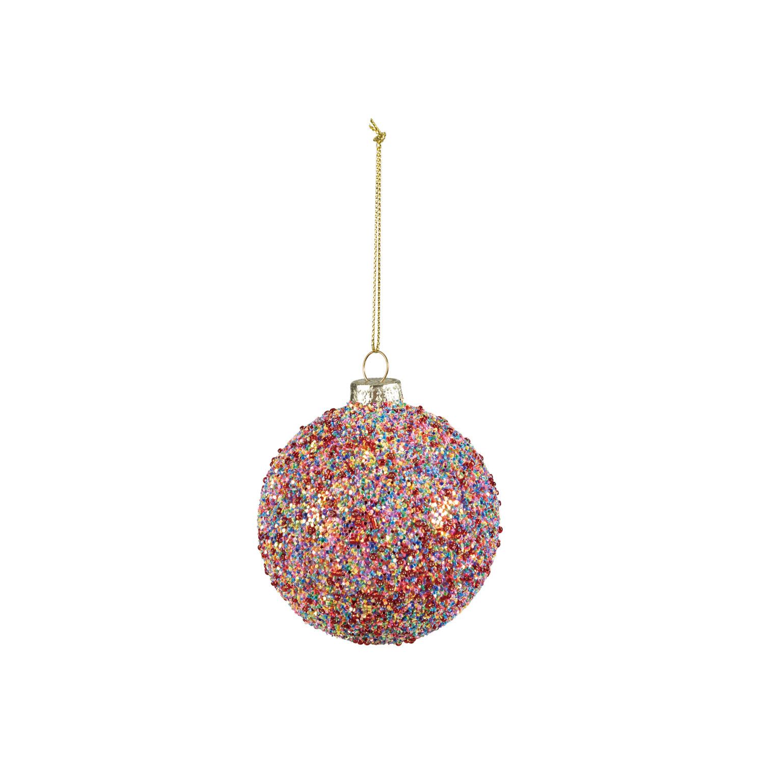Multicolor Glitter Beaded Ball Ornament