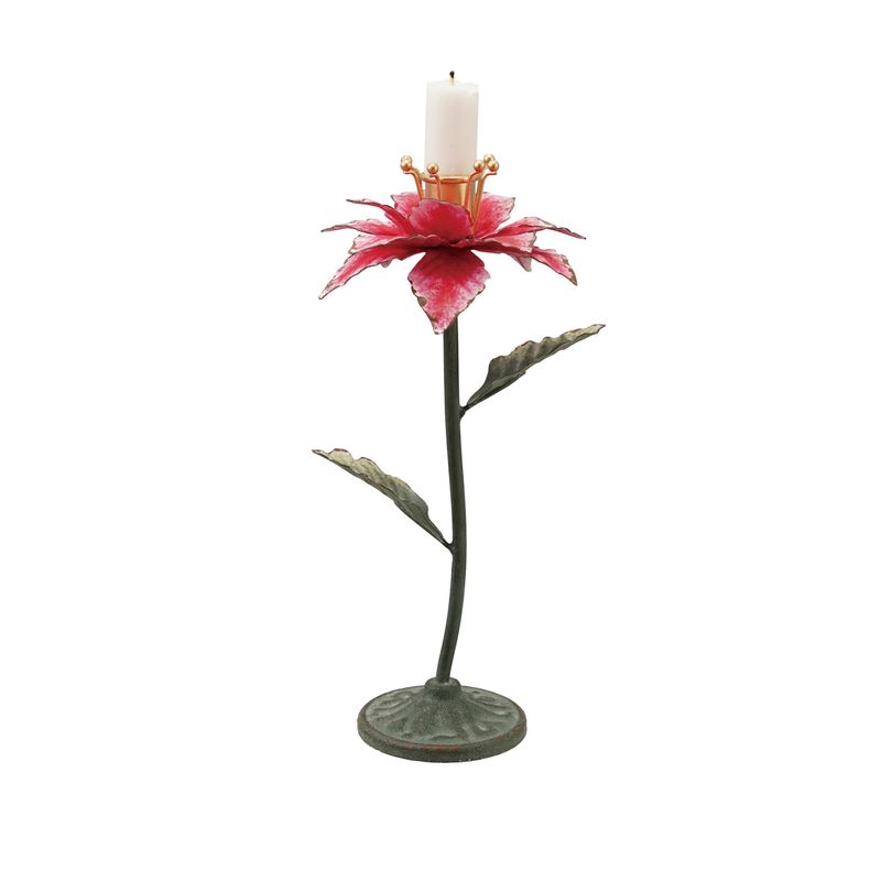 Painted Metal Poinsettia Shaped Taper Holder