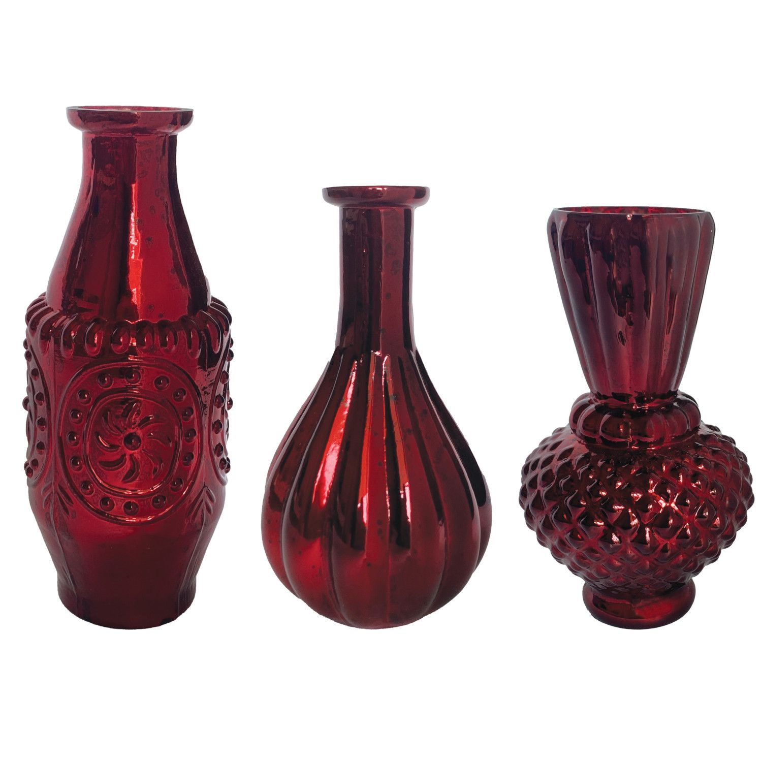 Embossed Mercury Glass Vase -