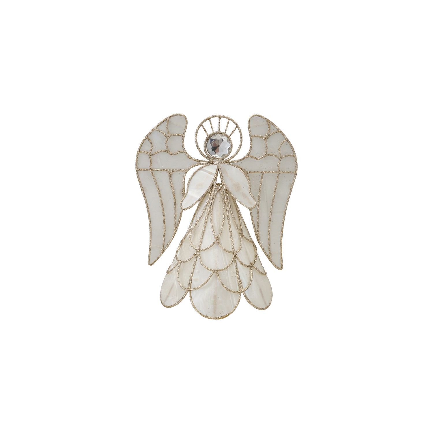 Metal &amp; Faux Capiz Angel Tree Topper