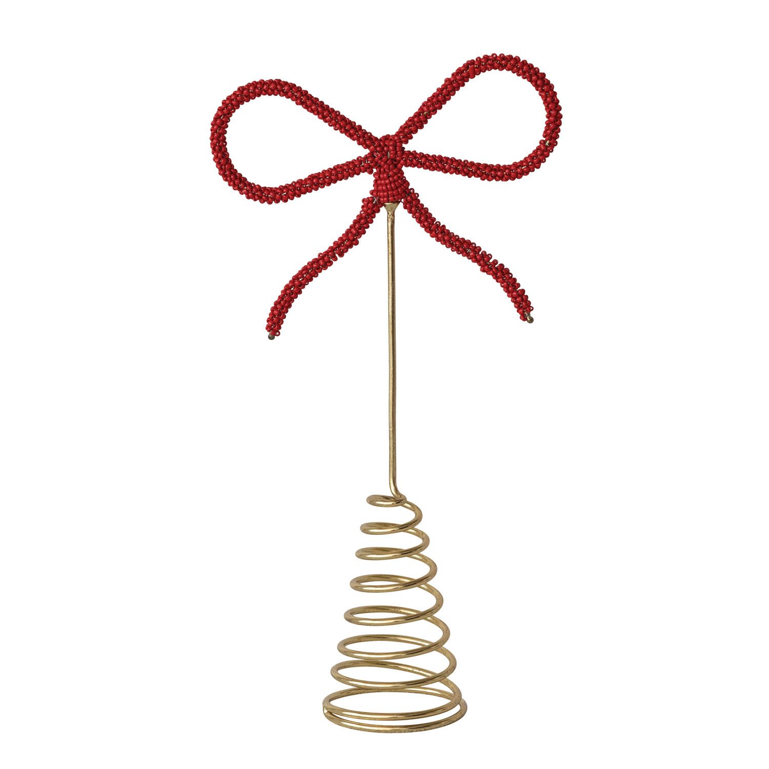 Red Glass Beaded Bow Tree Topper