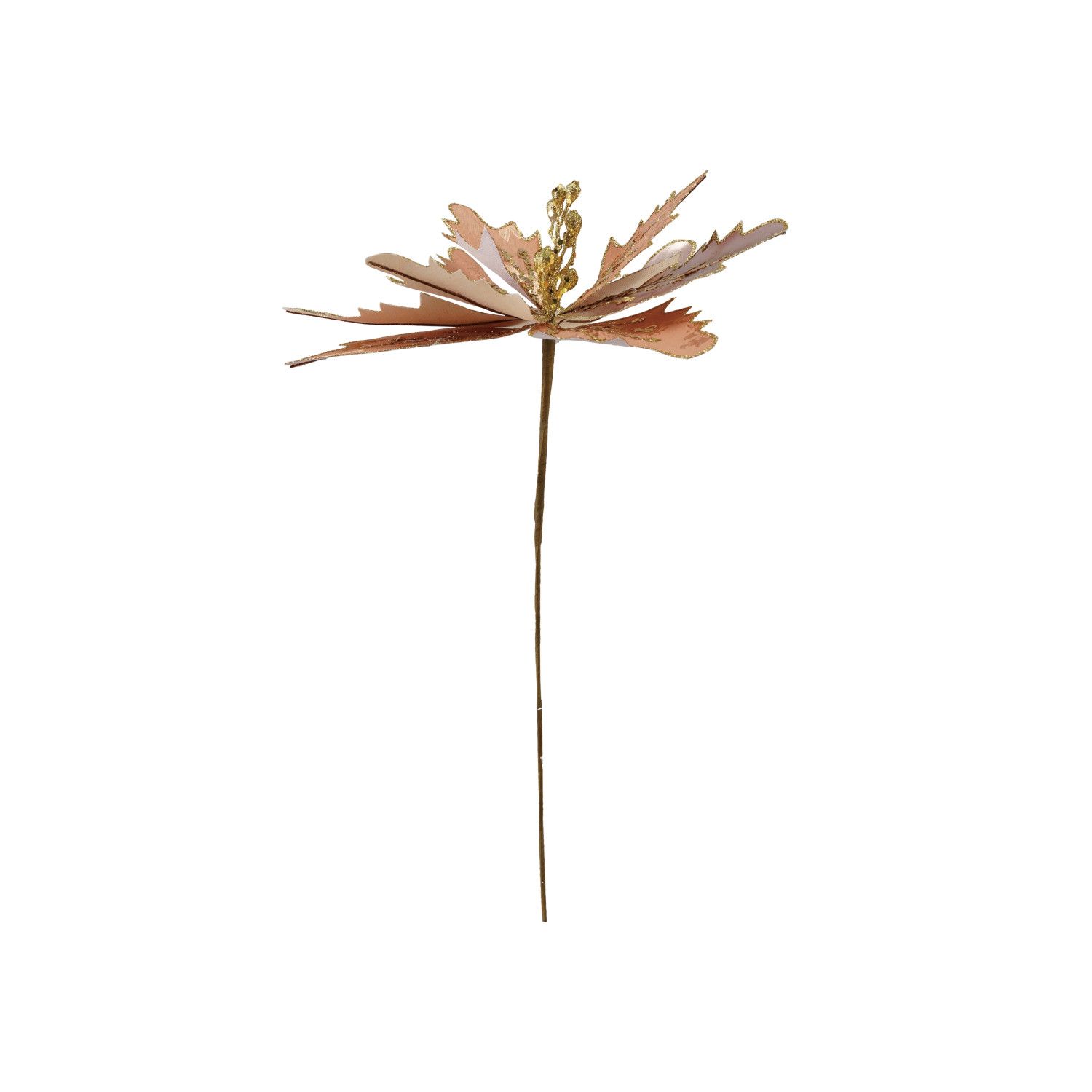 Gold &amp; Blush Glitter Faux Flower Pick