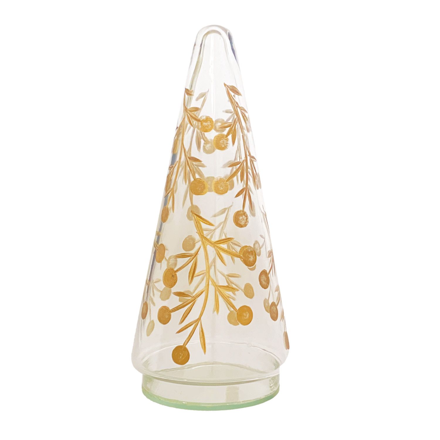 Gold Finish Hand-Blown Etched Glass Tree, Size: (S)