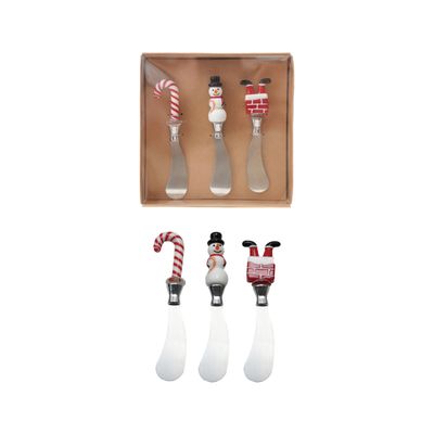 Canape Knives w/ Glass Holiday Icon Handle - Set of 3