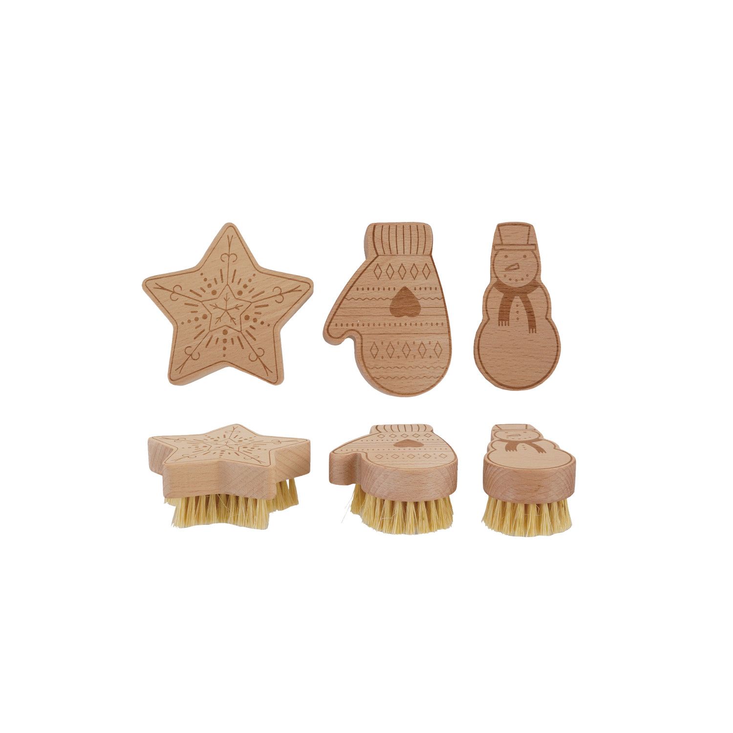 Snowman Beech Wood &amp; Sisal Dish Brush