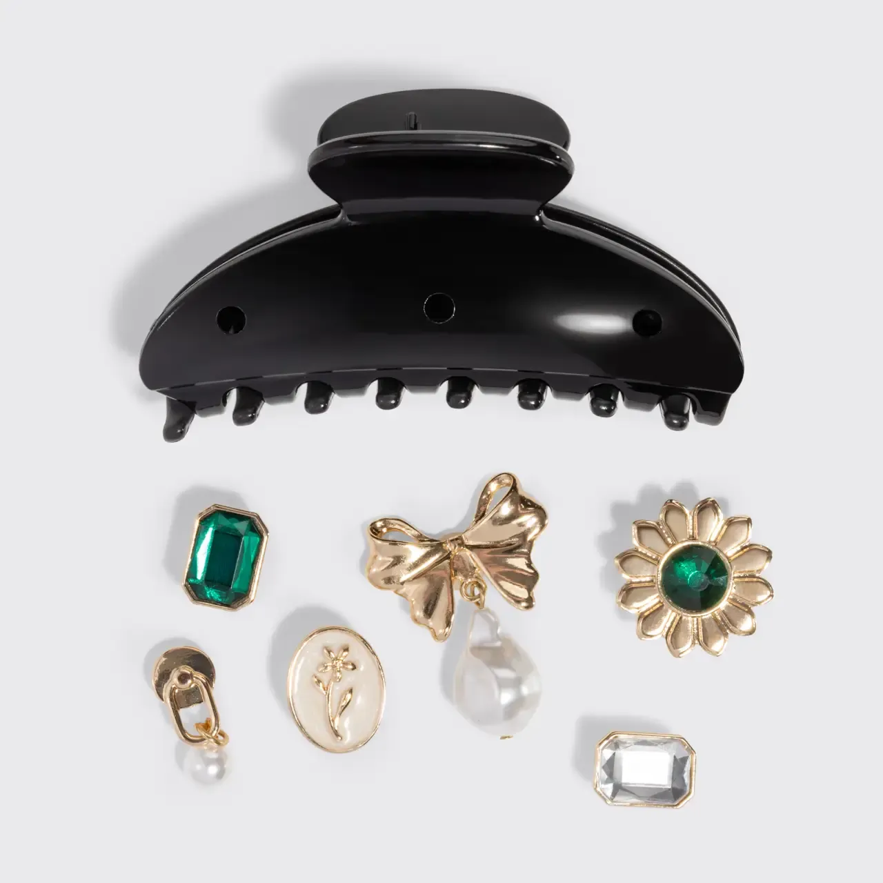 Kitschpop™️ Black Vintage Curved Claw Clip (S/7)
