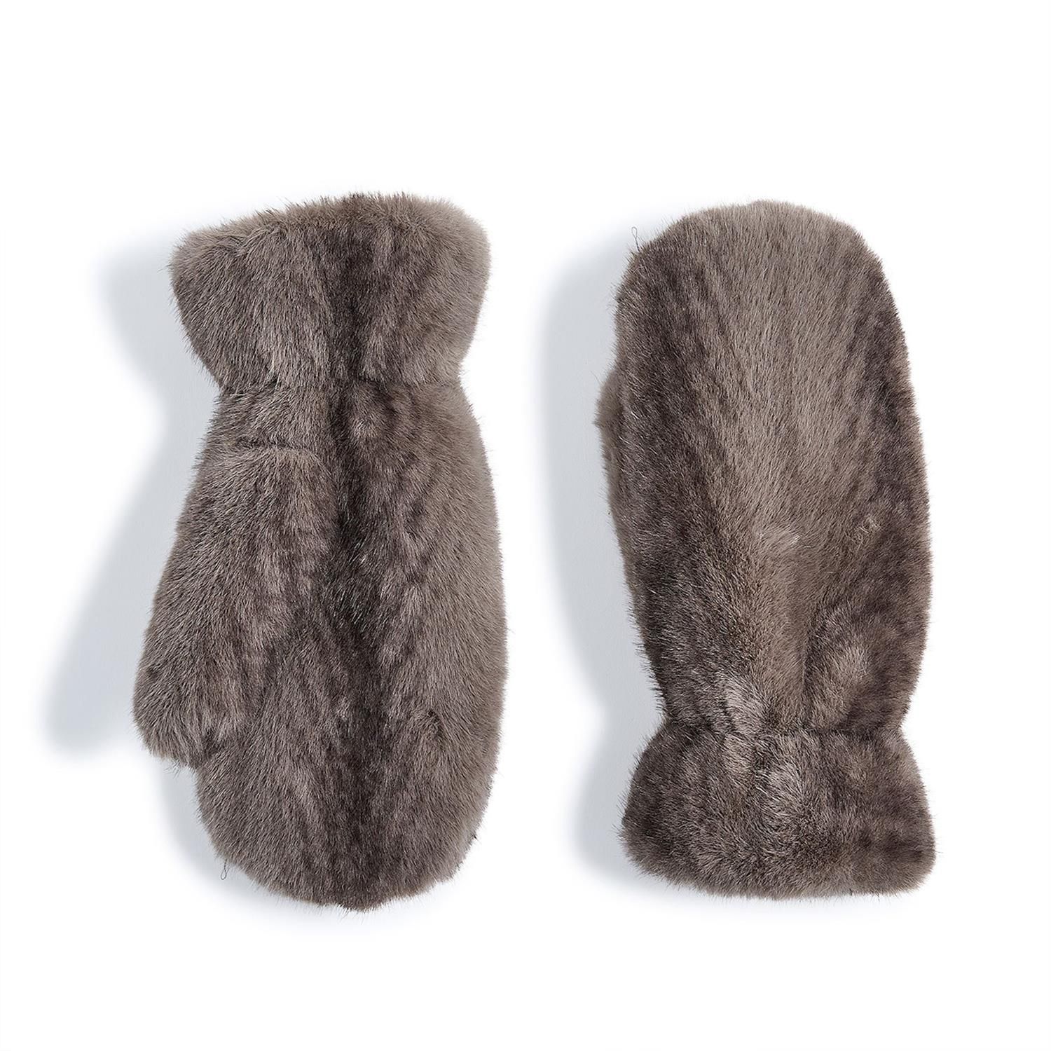 Polar Plush Mittens -, Color: Grey