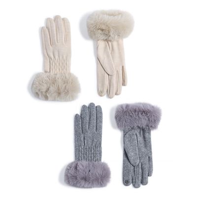 Maison Knit Gloves w/ Faux Fur Cuff -