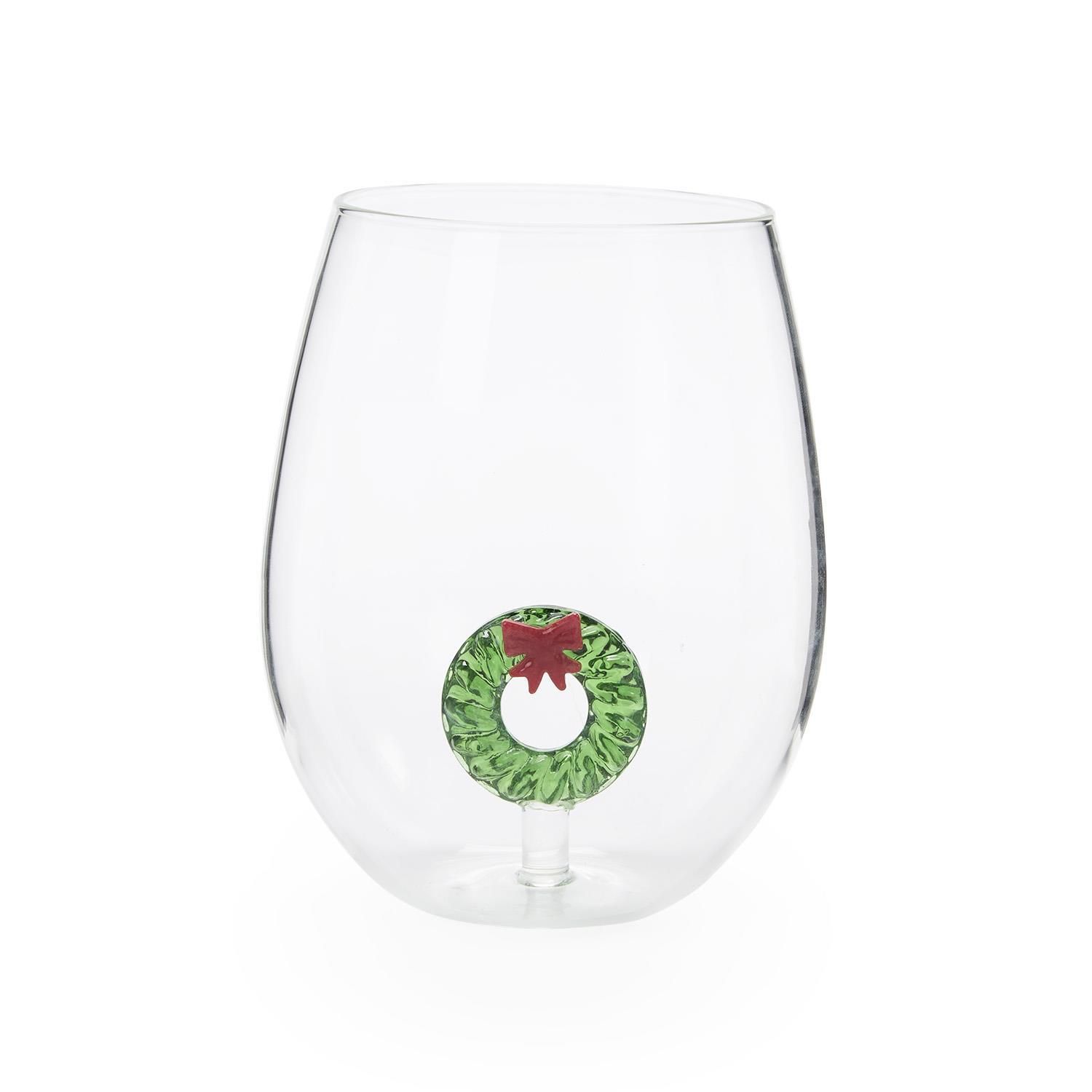 Wreath Icon Stemless Wine Glass