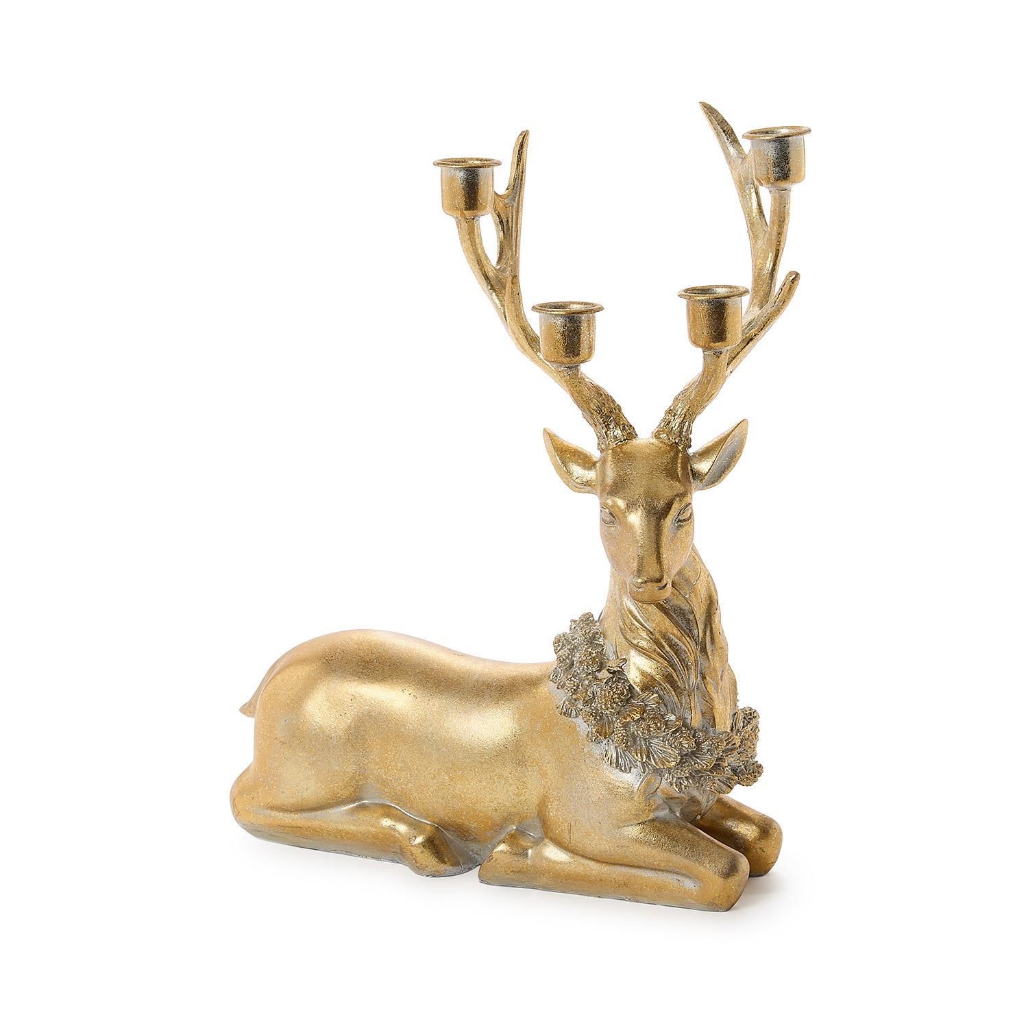 Gold Leaf Deer Taper Candleholder