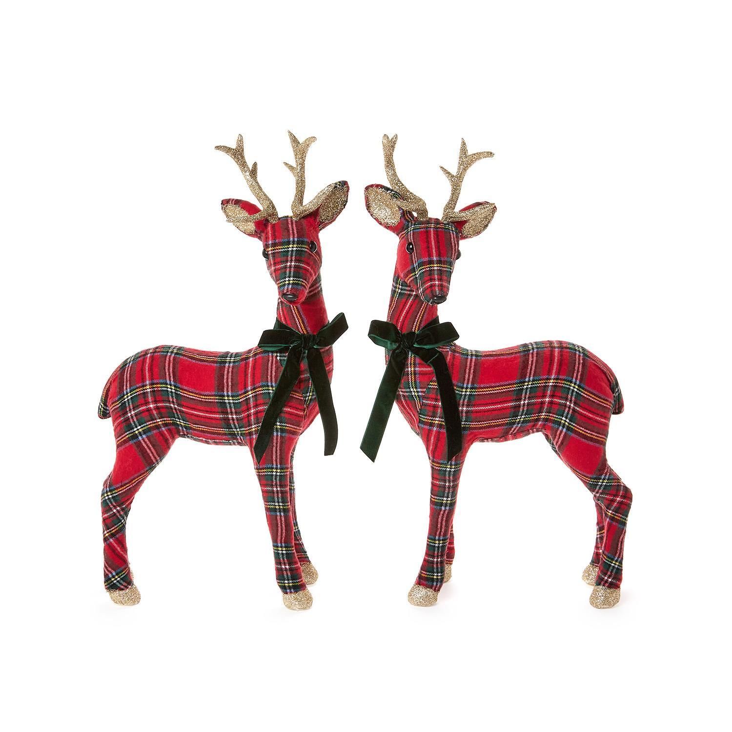 Holiday Tartan Deer w/ Velvet Bow -