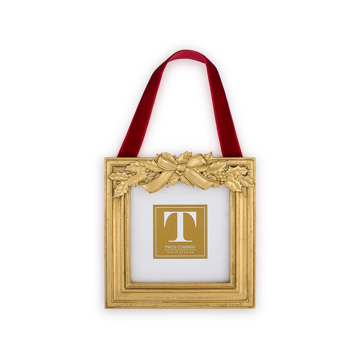 Holly Leaves Hanging Photo Ornament, Style: - Square