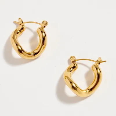 Stainless Steel Twisted Hoop Earrings