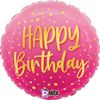 Hot Pink/Gold Happy Birthday Balloon 18"