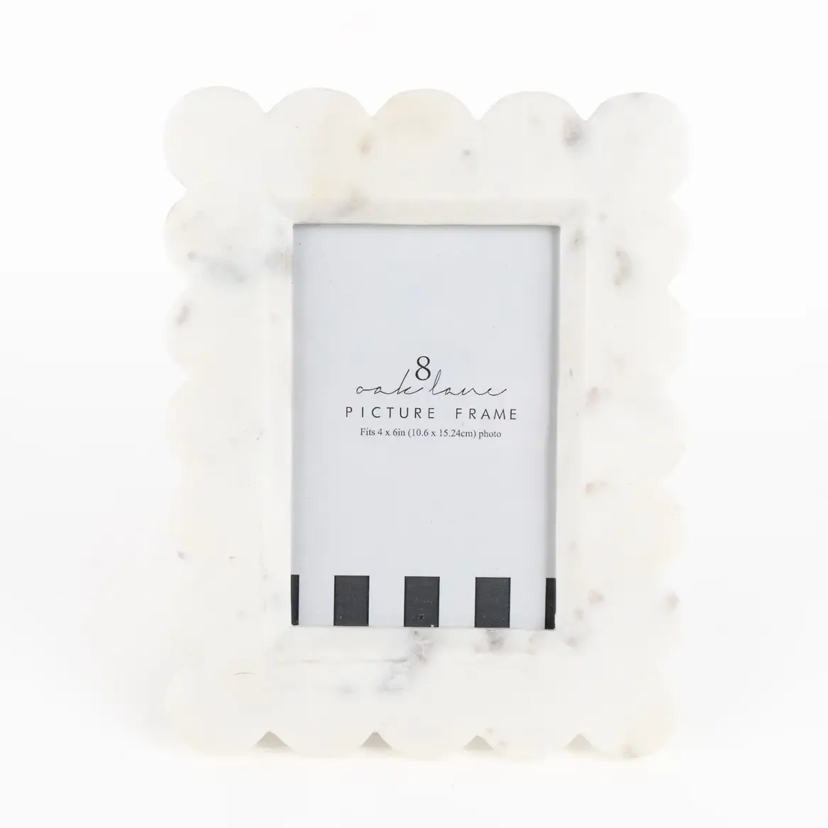 White Scalloped Marble 4x6 Picture Frame