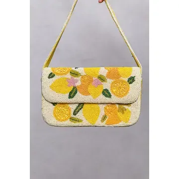 Beaded Lemon Pattern Shoulder Bag