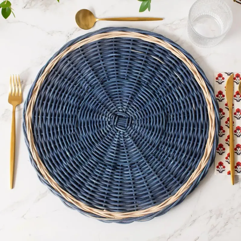 Blue Rattan Charger